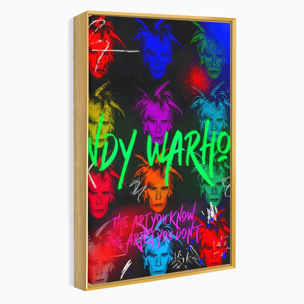 Tablou canvas cu tablou canvas cu portrete pop art andy warhol, in rama de aluminiu auriu